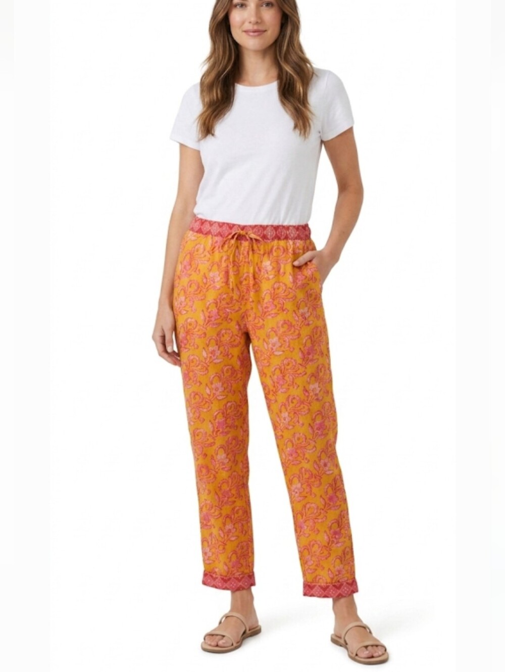 Sundance "Leia" Floral Print Cropped Pants